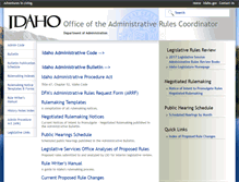 Tablet Screenshot of adminrules.idaho.gov
